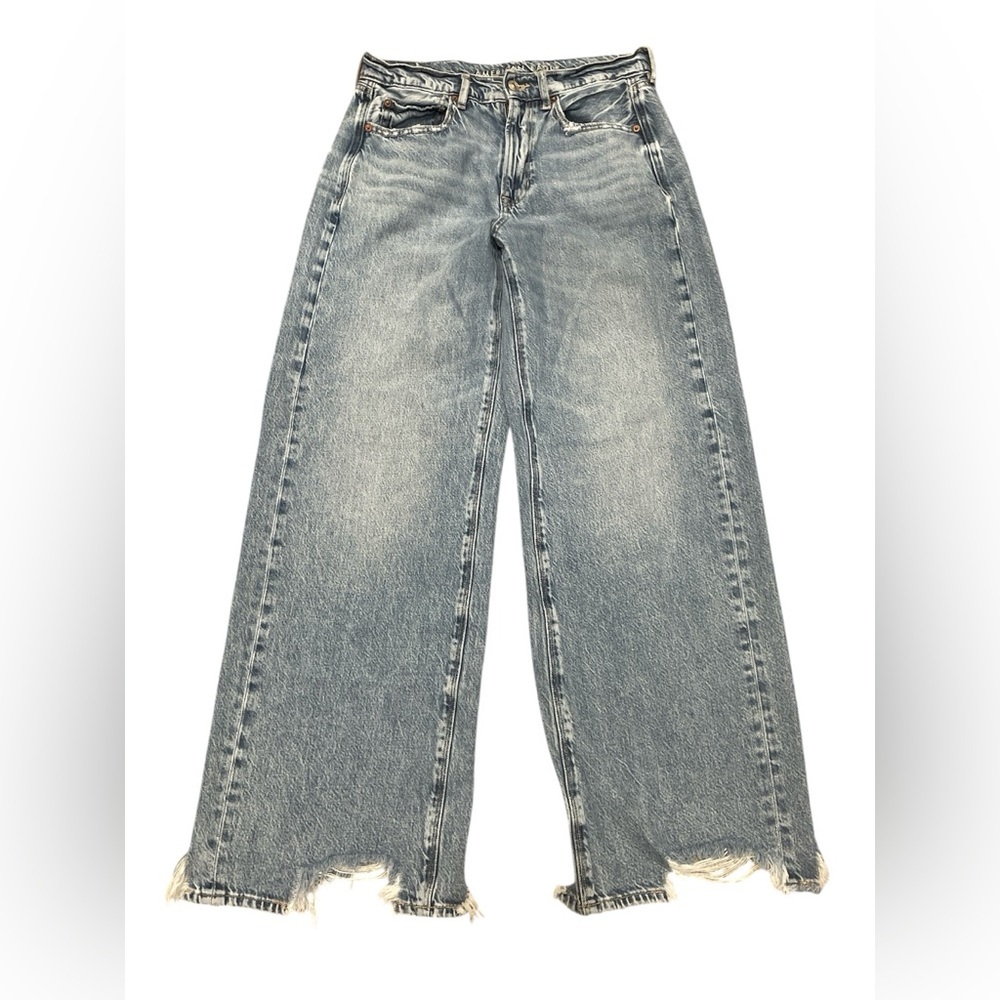 American Eagle Outfitters Super High Rise Baggy Wide-leg Distressed Jeans Size 6